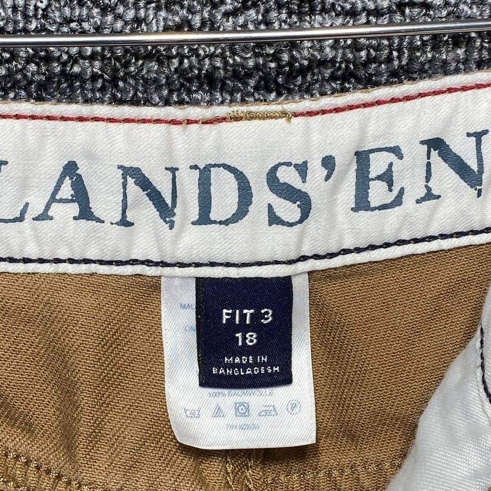 Lands End Fit 3 Canvas Pants Womens 18 Chino Straight Camel Tan Cotton Utility - Picture 3 of 11
